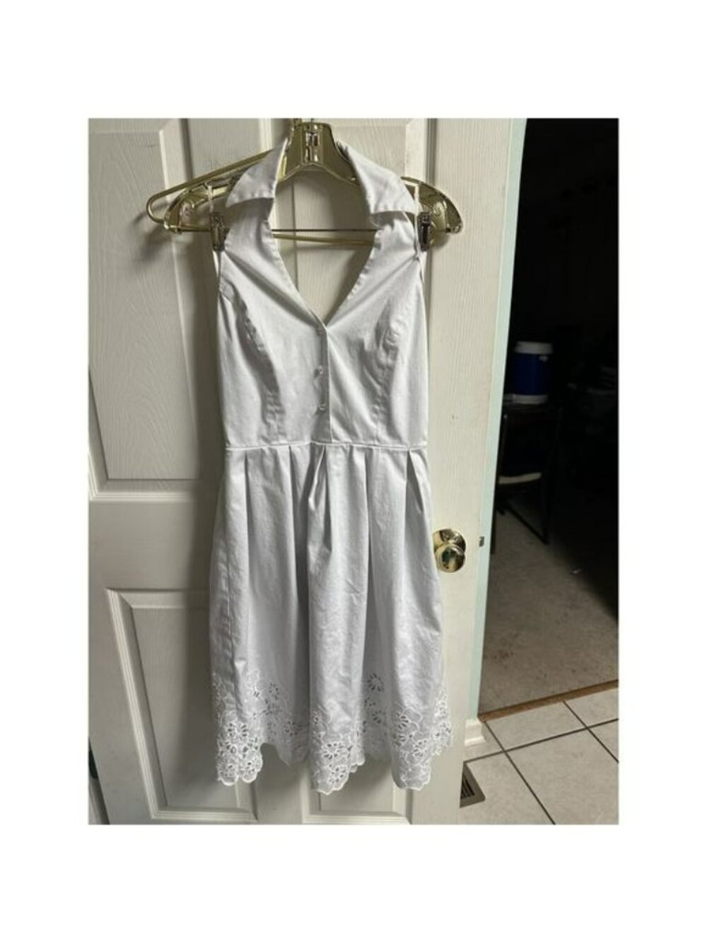 Spencer Jeremy Small 4 Dress Halter Top White Fit Flare Cut Out Floral Spring 32